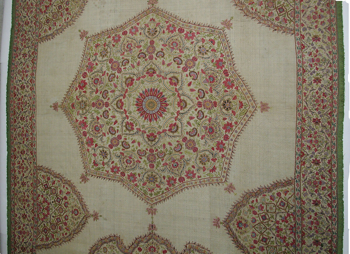 Cover, Silk on cotton; embroidered