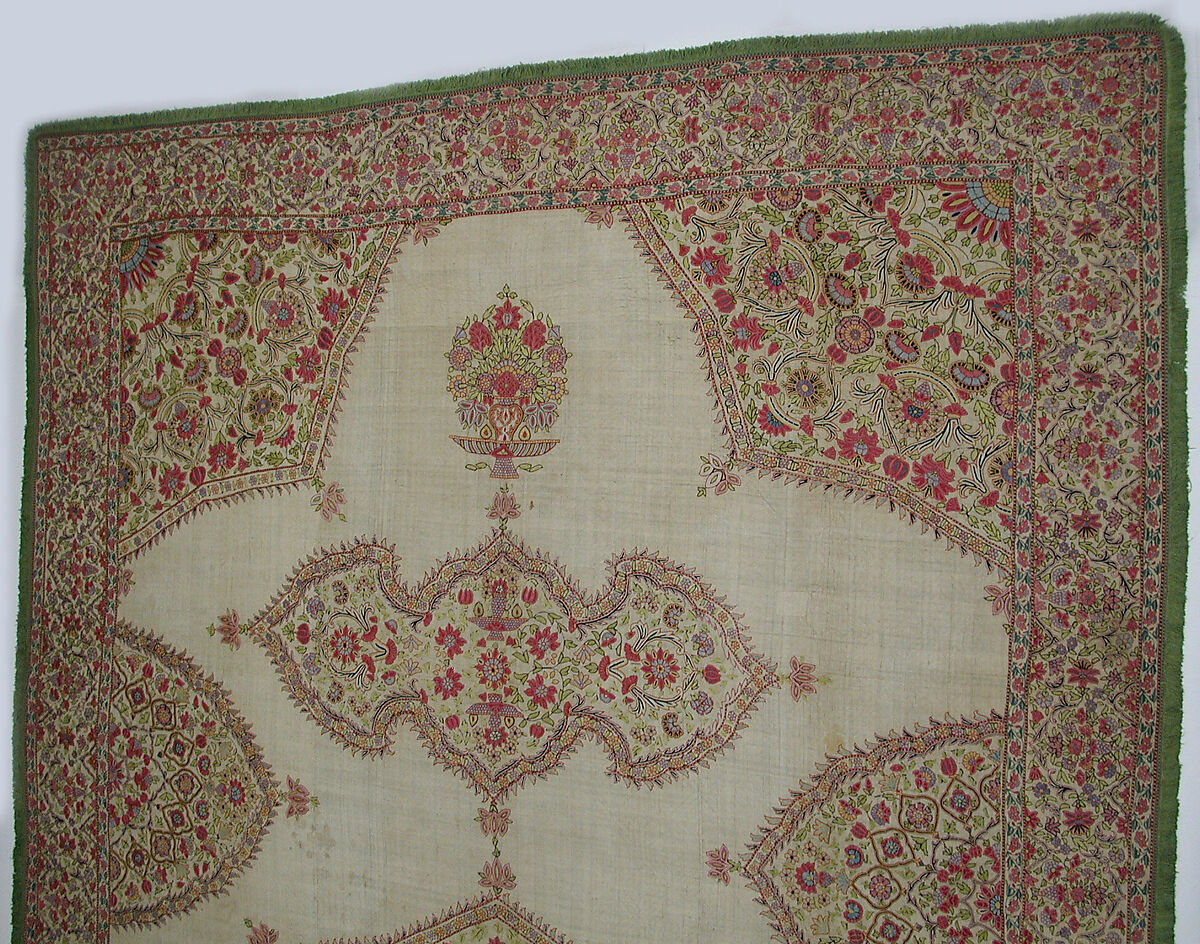 Cover, Silk on cotton; embroidered