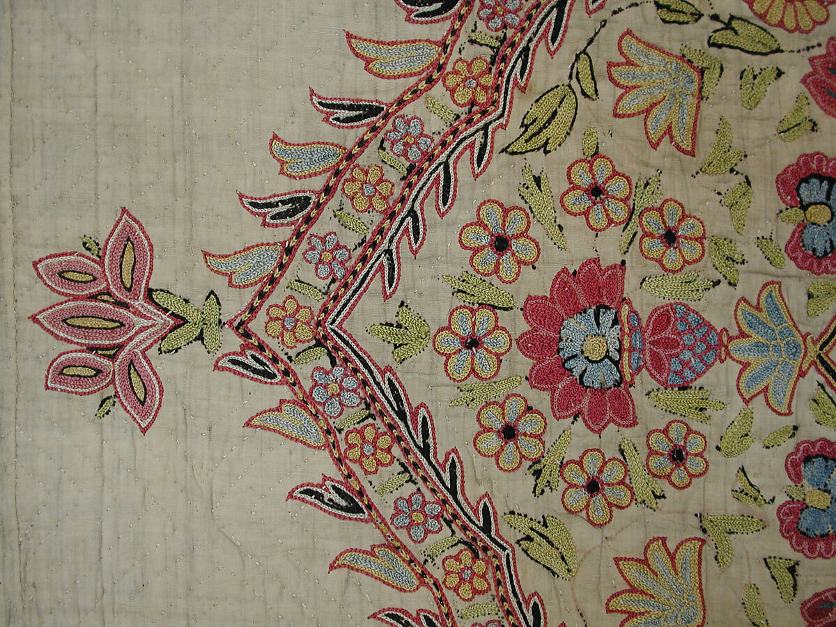 Cover, Silk on cotton; embroidered