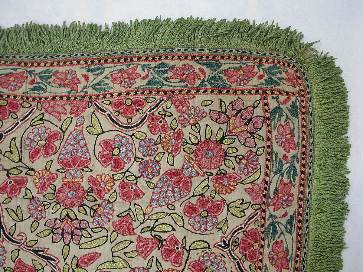 Cover, Silk on cotton; embroidered