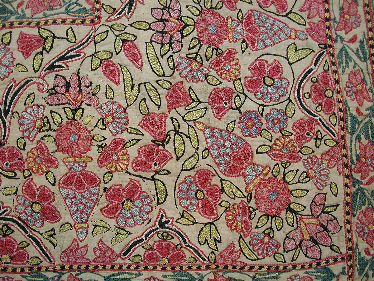 Cover, Silk on cotton; embroidered