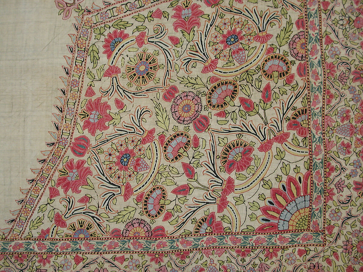 Cover, Silk on cotton; embroidered