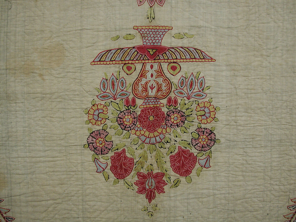 Cover, Silk on cotton; embroidered