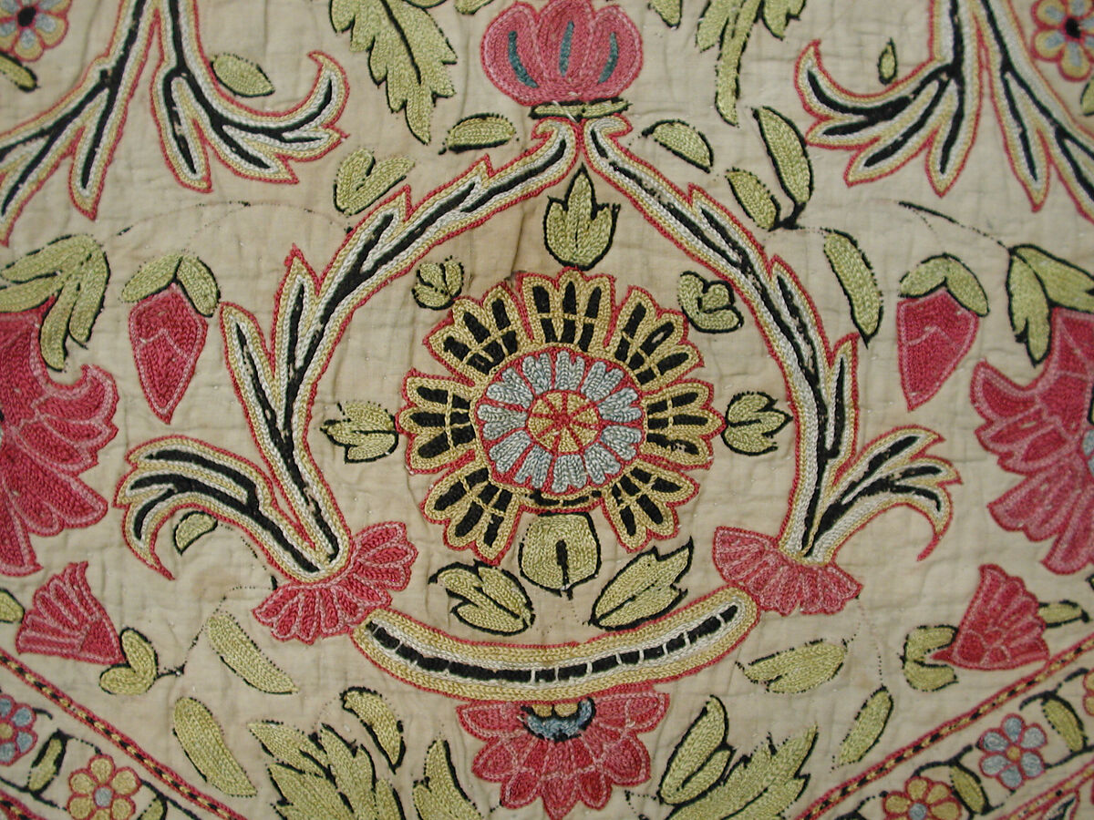 Cover, Silk on cotton; embroidered