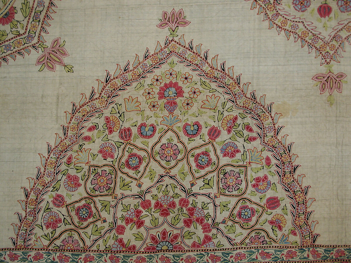 Cover, Silk on cotton; embroidered