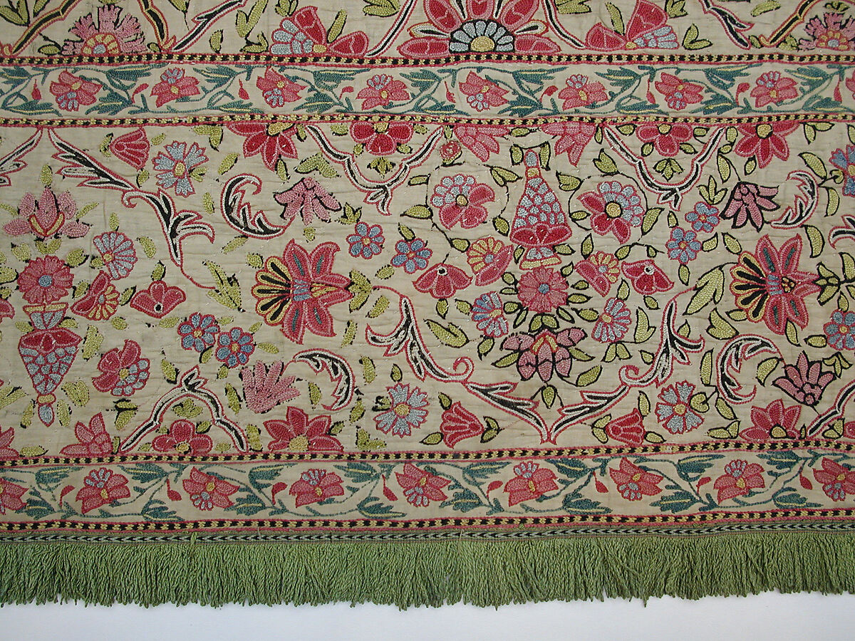 Cover, Silk on cotton; embroidered