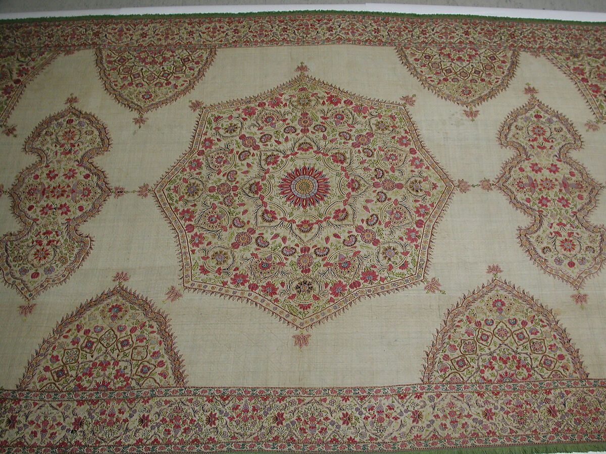 Cover, Silk on cotton; embroidered