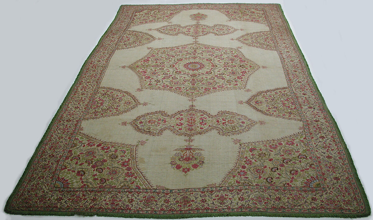 Cover, Silk on cotton; embroidered