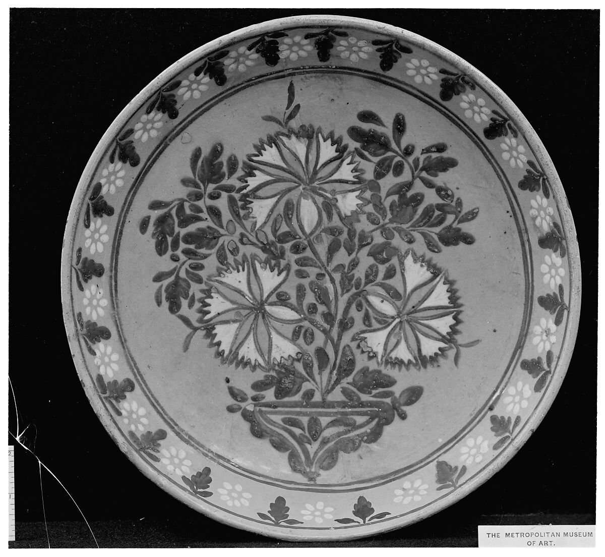 Dish, Earthenware; slip-painted and glazed