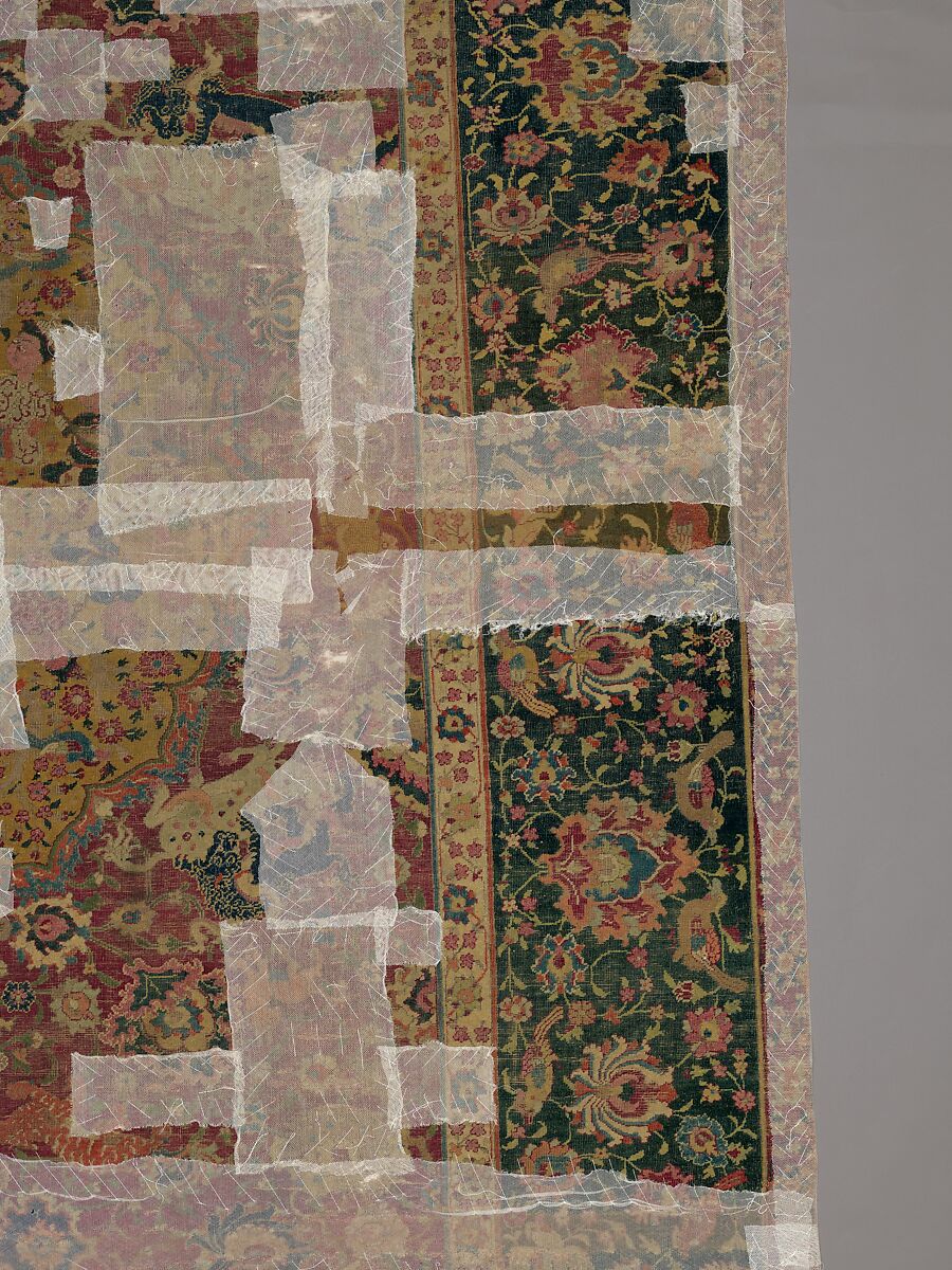 Carpet, Silk (warp), cotton (weft), wool (pile); asymmetrically knotted pile