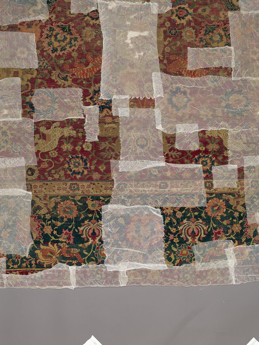 Carpet, Silk (warp), cotton (weft), wool (pile); asymmetrically knotted pile