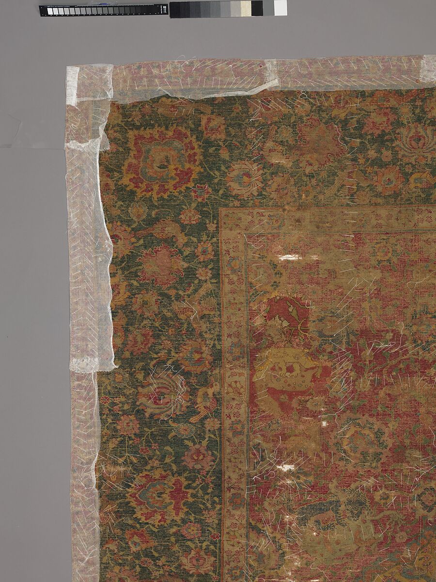 Carpet, Silk (warp), cotton (weft), wool (pile); asymmetrically knotted pile