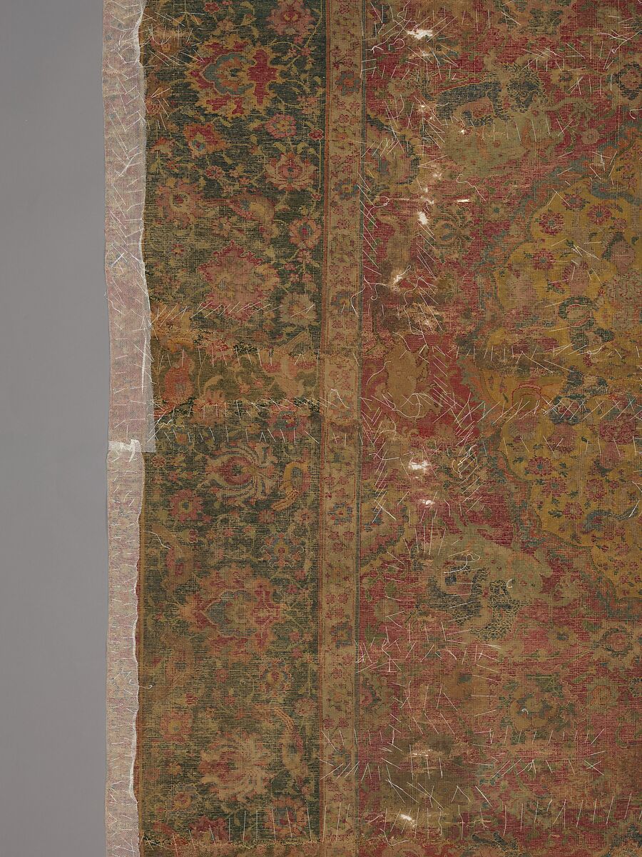 Carpet, Silk (warp), cotton (weft), wool (pile); asymmetrically knotted pile