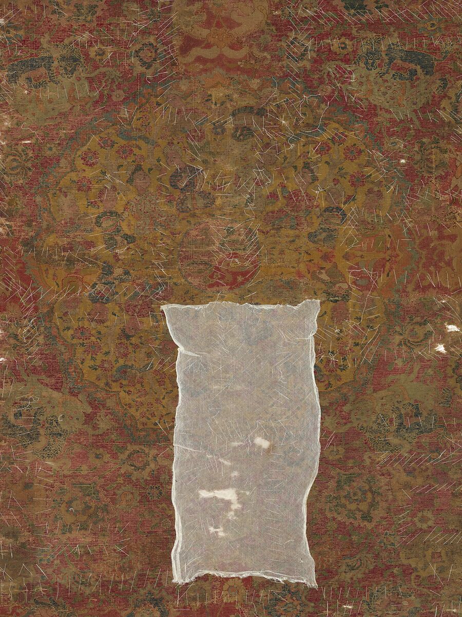 Carpet, Silk (warp), cotton (weft), wool (pile); asymmetrically knotted pile