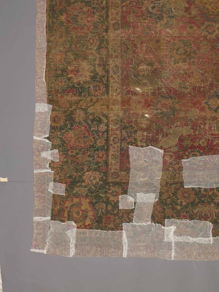 Carpet, Silk (warp), cotton (weft), wool (pile); asymmetrically knotted pile