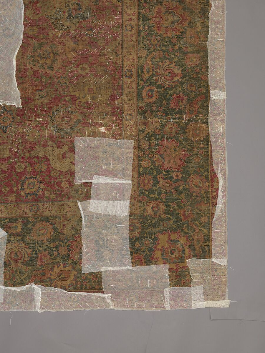 Carpet, Silk (warp), cotton (weft), wool (pile); asymmetrically knotted pile