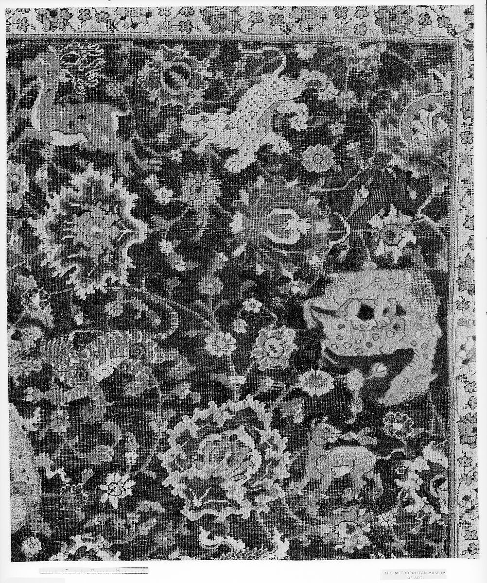 Carpet, Silk (warp), cotton (weft), wool (pile); asymmetrically knotted pile