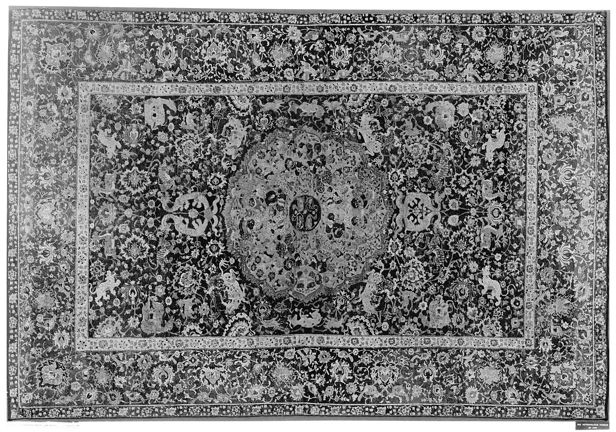 Carpet, Silk (warp), cotton (weft), wool (pile); asymmetrically knotted pile