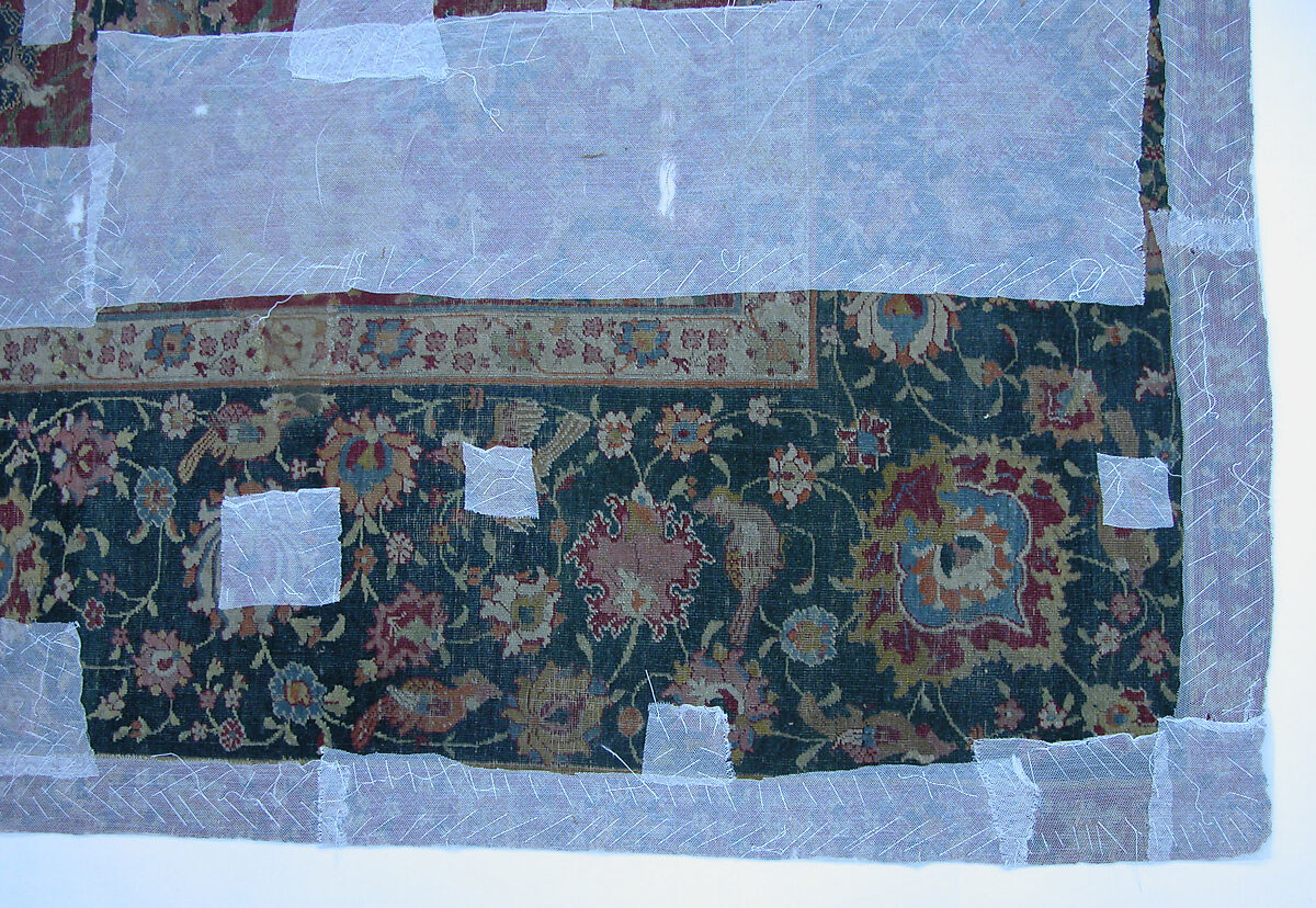 Carpet, Silk (warp), cotton (weft), wool (pile); asymmetrically knotted pile