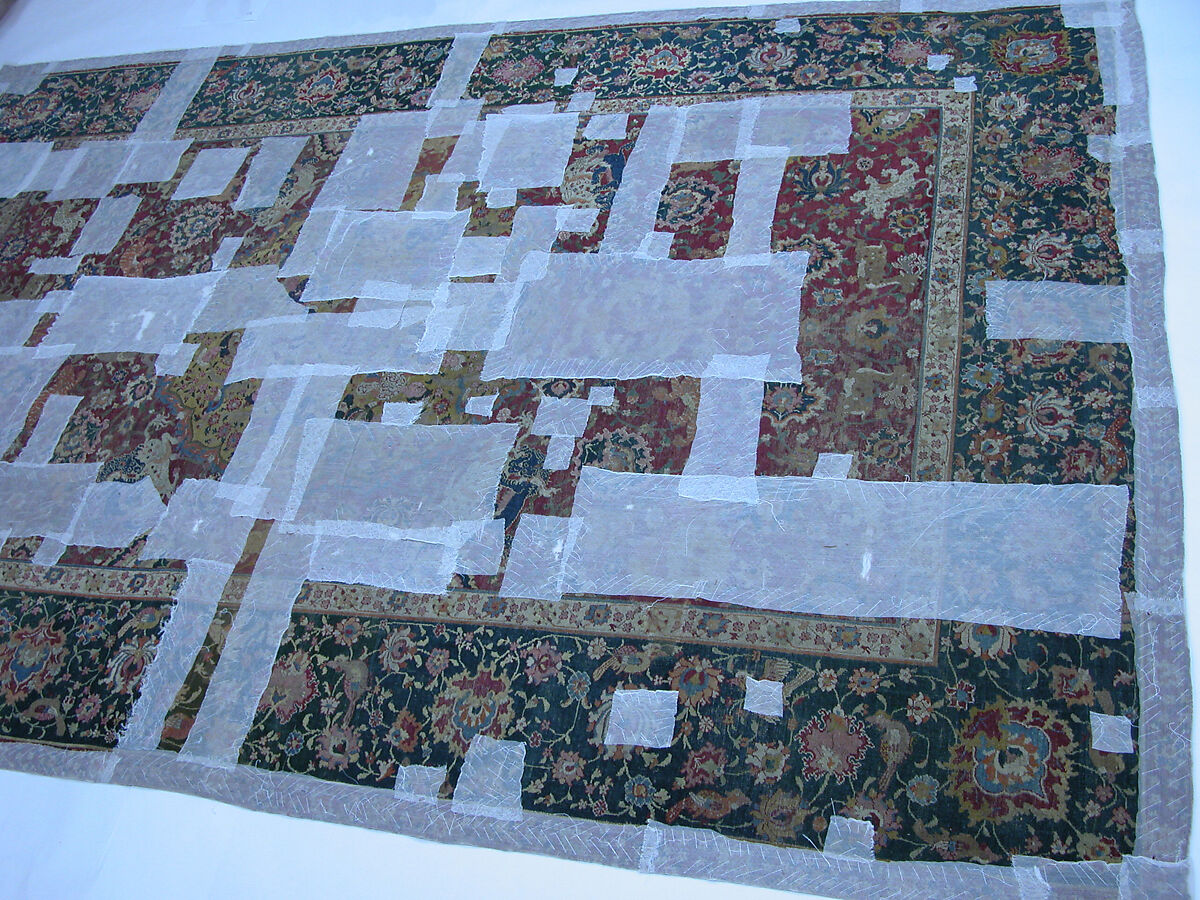 Carpet, Silk (warp), cotton (weft), wool (pile); asymmetrically knotted pile