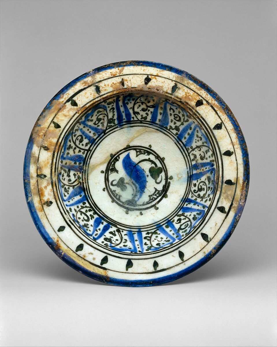 Bowl with Pseudo-inscription, Stonepaste; polychrome painted under a transparent glaze 