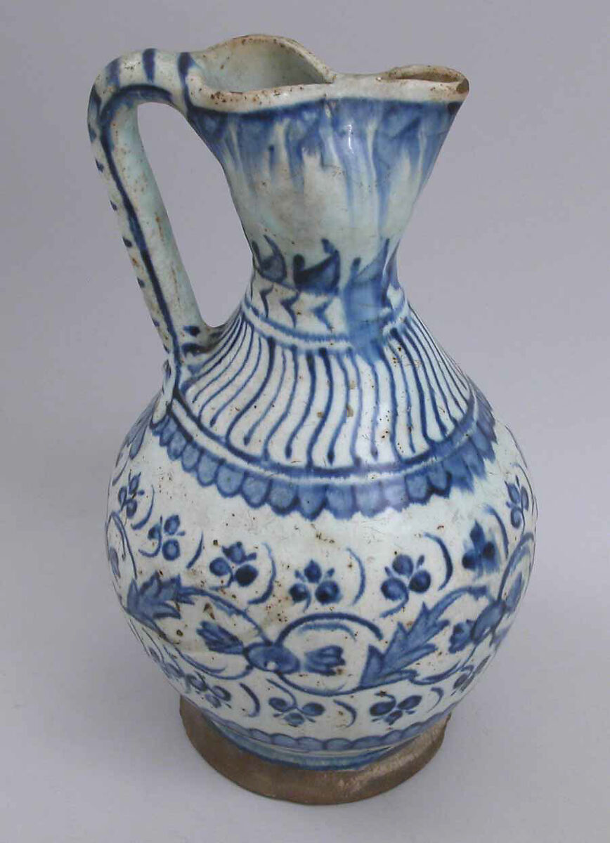 Ewer, Stonepaste; slip-painted and glazed