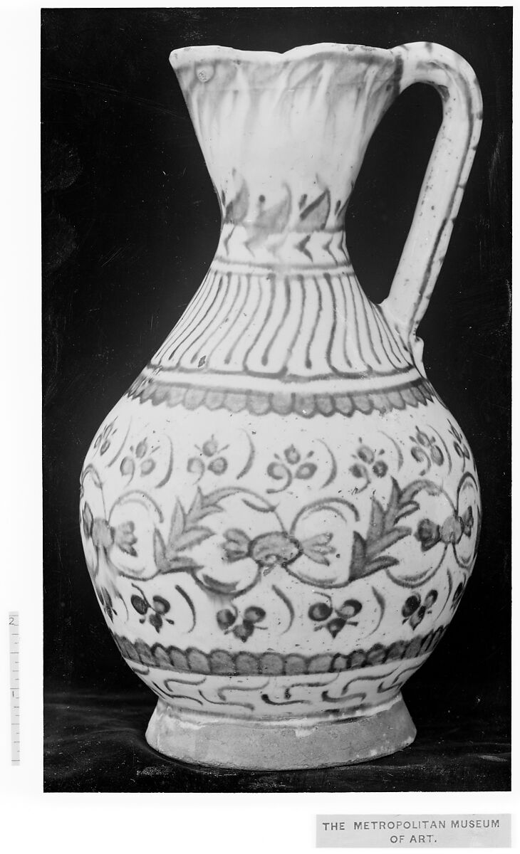 Ewer, Stonepaste; slip-painted and glazed