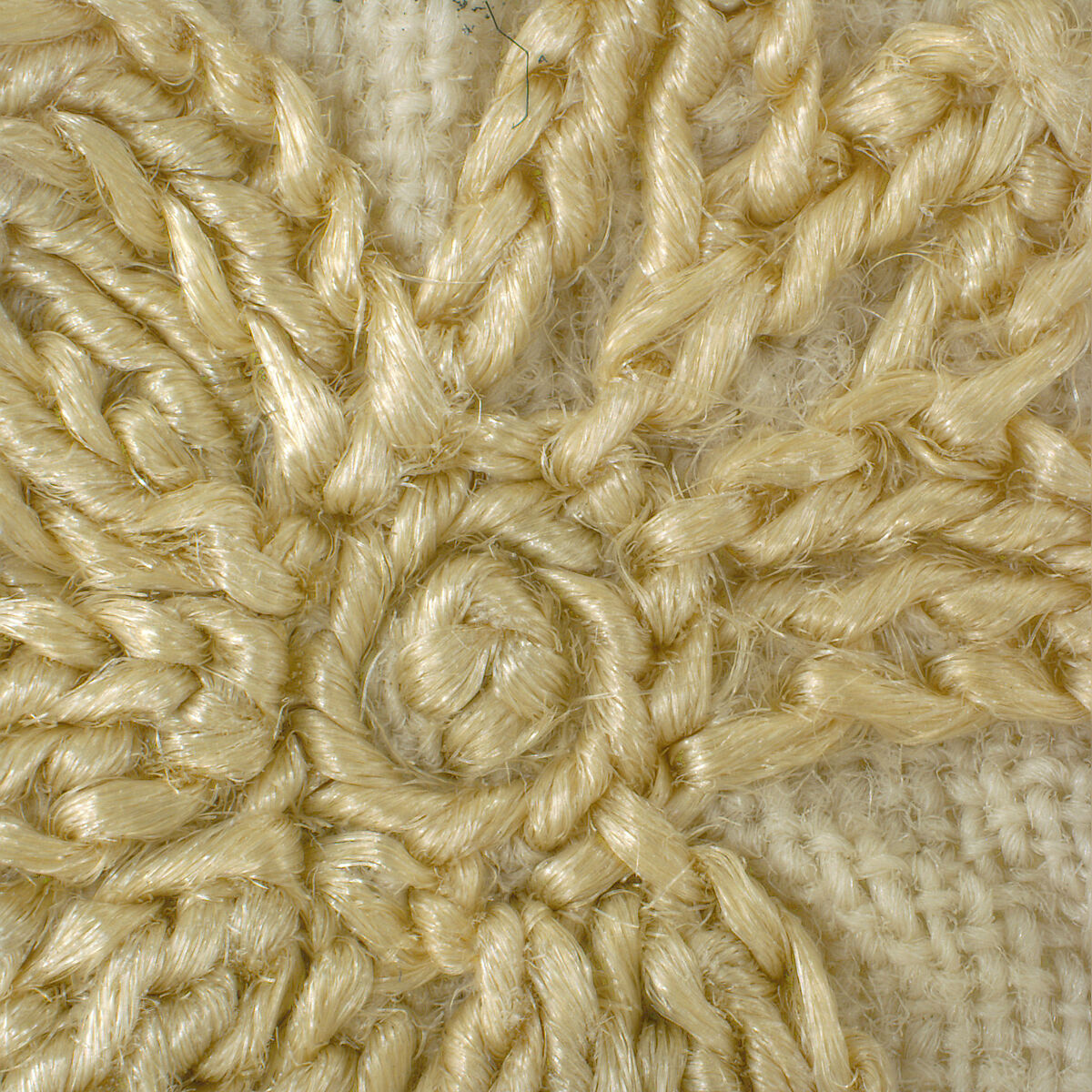 Panel from a Mantle or Apron, Cotton, tasar silk; plain weave, embroidered