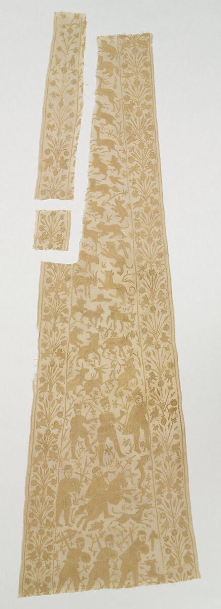 Panel from a Mantle or Apron, Cotton, tasar silk; plain weave, embroidered