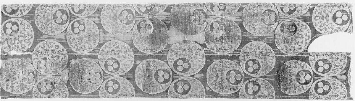 Textile with Large Chintamani Design, Silk, metal wrapped thread; lampas (kemha)