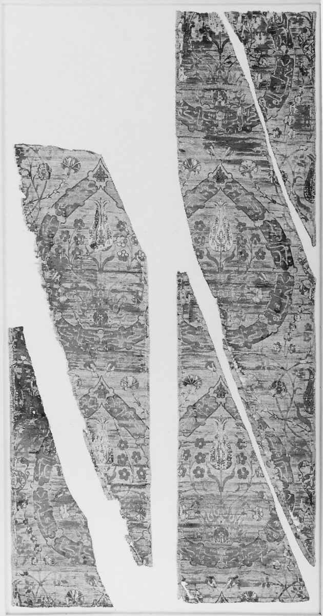 Textile Fragment, Silk and metal wrapped thread