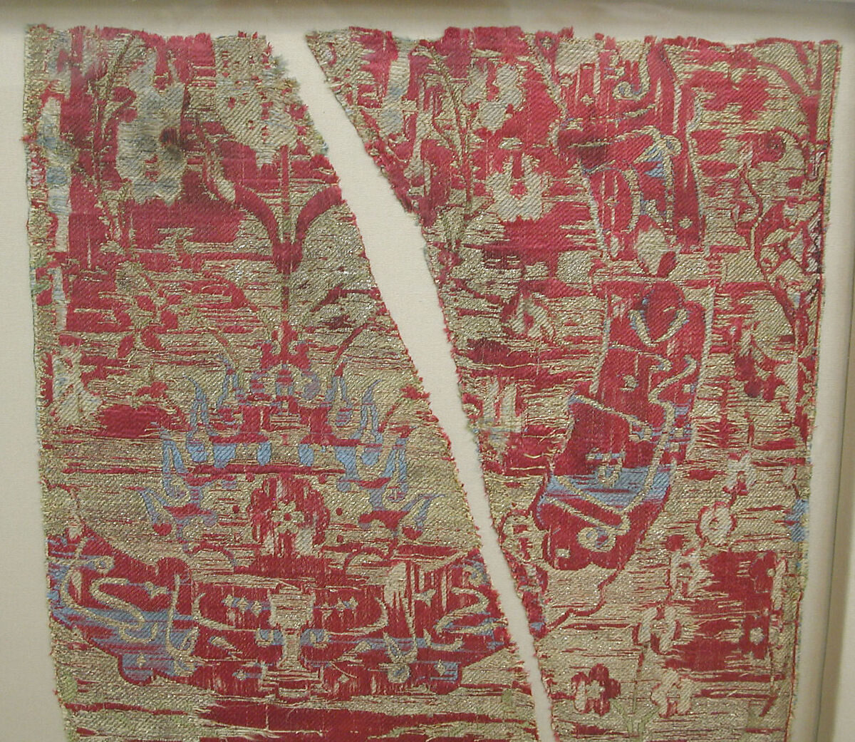Textile Fragment, Silk and metal wrapped thread