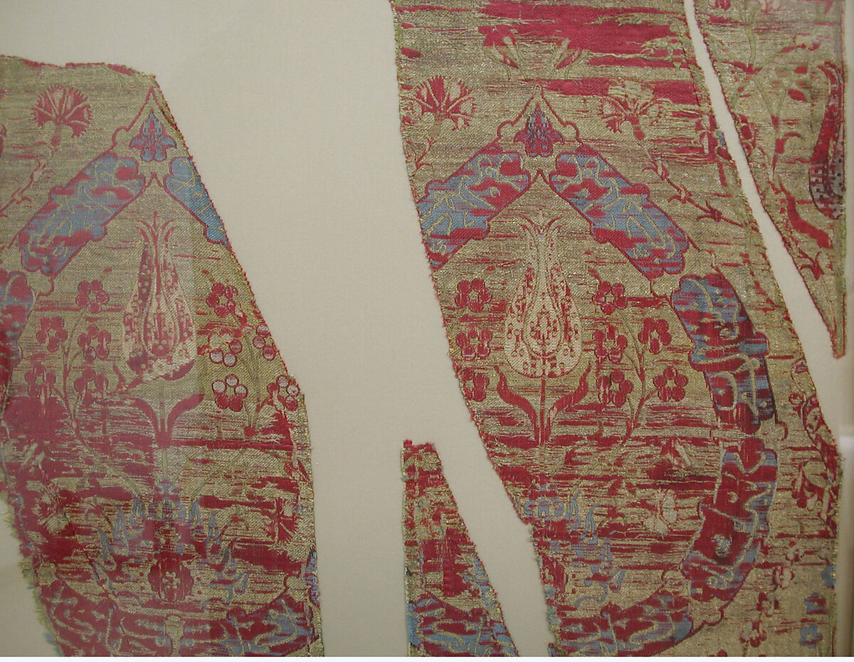 Textile Fragment, Silk and metal wrapped thread