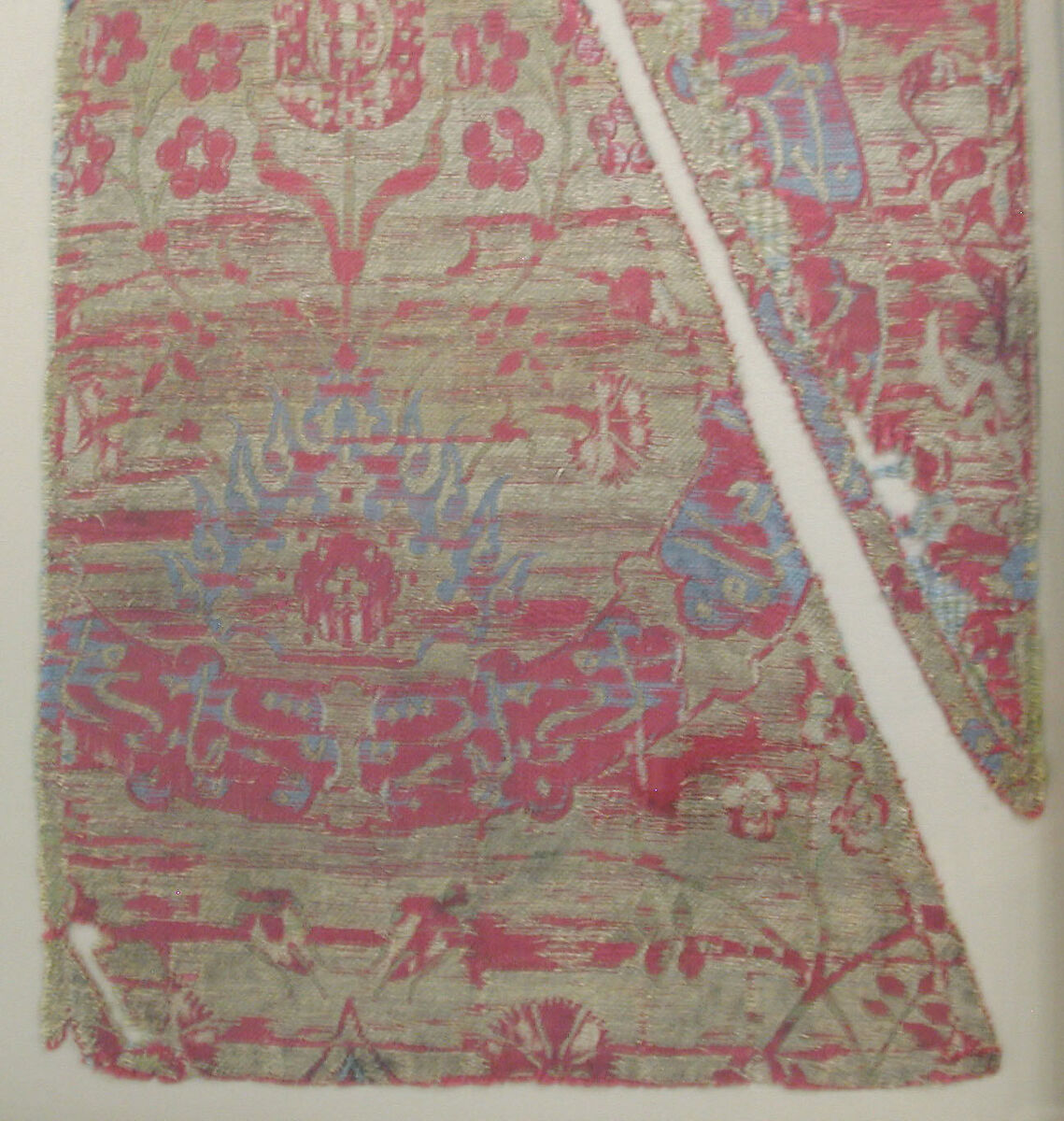 Textile Fragment, Silk and metal wrapped thread