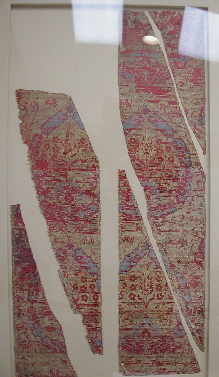 Textile Fragment, Silk and metal wrapped thread