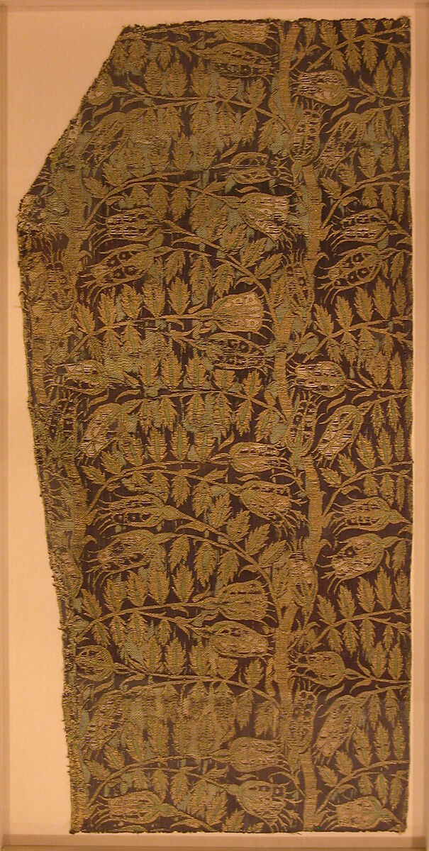 Textile Fragment, Silk, metal wrapped thread; lampas (kemha)