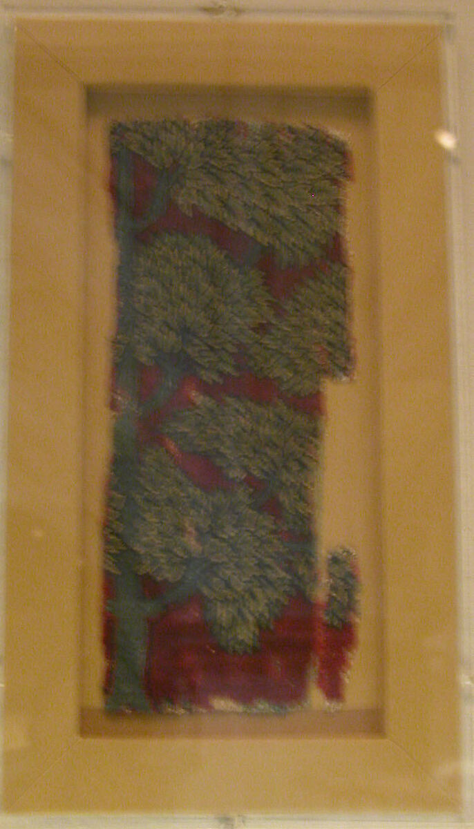Pashmina Carpet Fragment, Silk (warp and weft), pashmina wool (pile); asymmetrically knotted pile