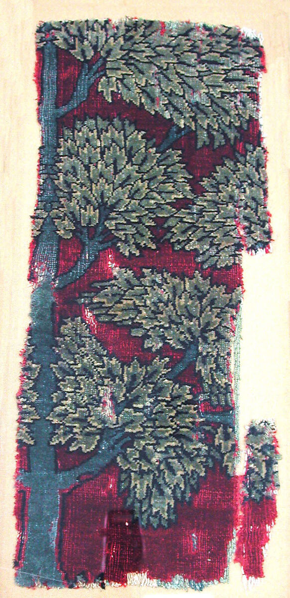 Pashmina Carpet Fragment, Silk (warp and weft), pashmina wool (pile); asymmetrically knotted pile