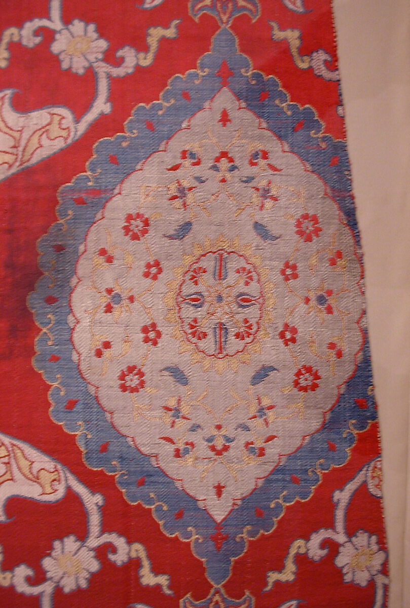 Textile Fragment, Silk, metal wrapped thread; lampas (kemha)