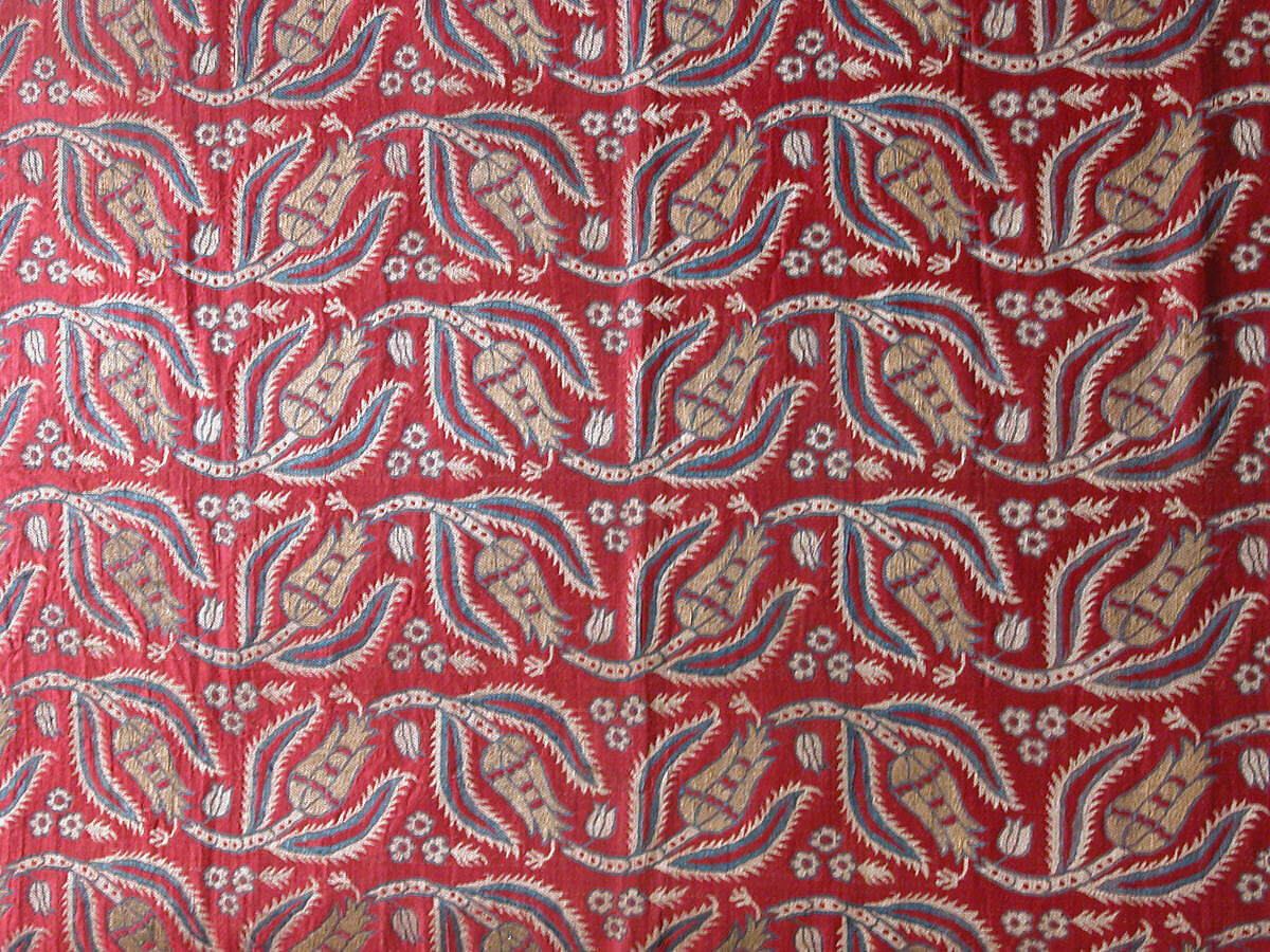 Brocade, Silk and metal wrapped thread; brocaded