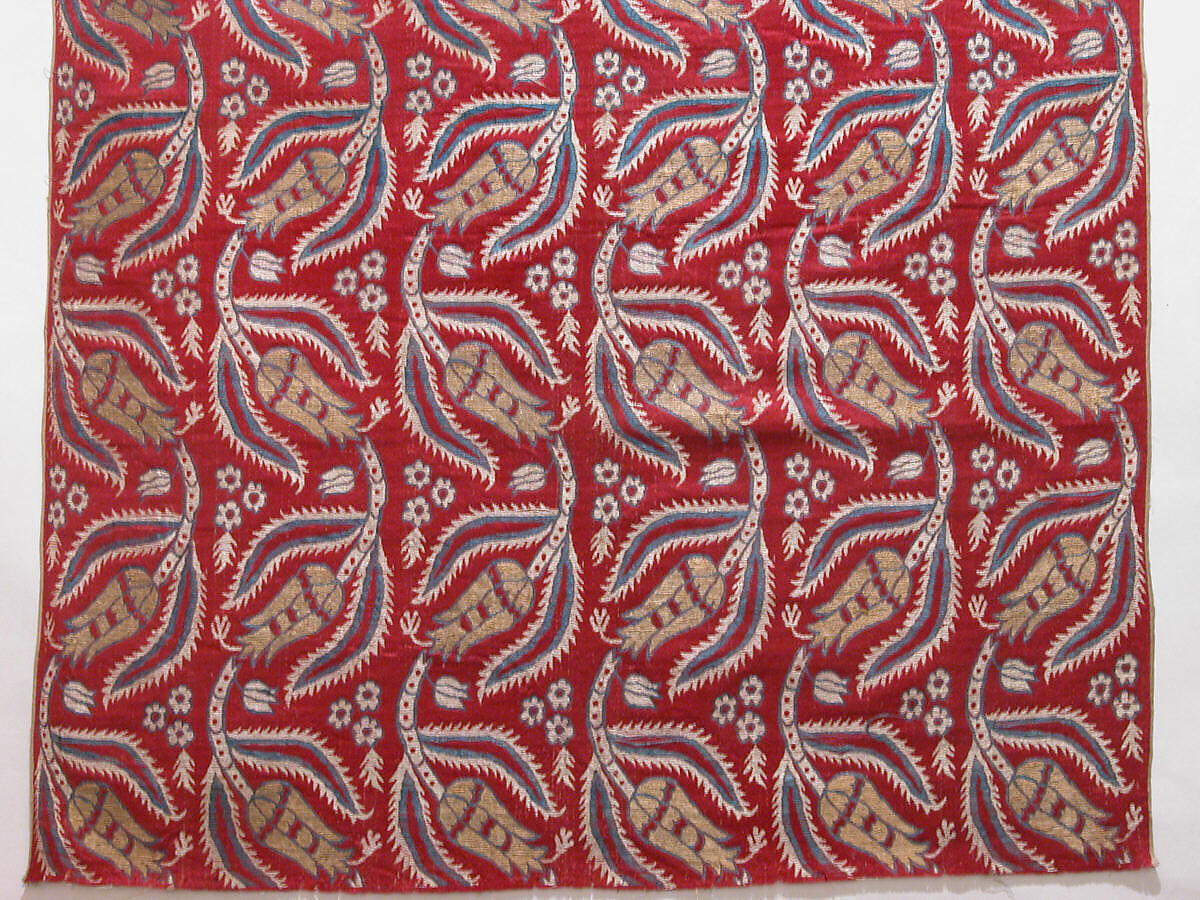 Brocade, Silk and metal wrapped thread; brocaded