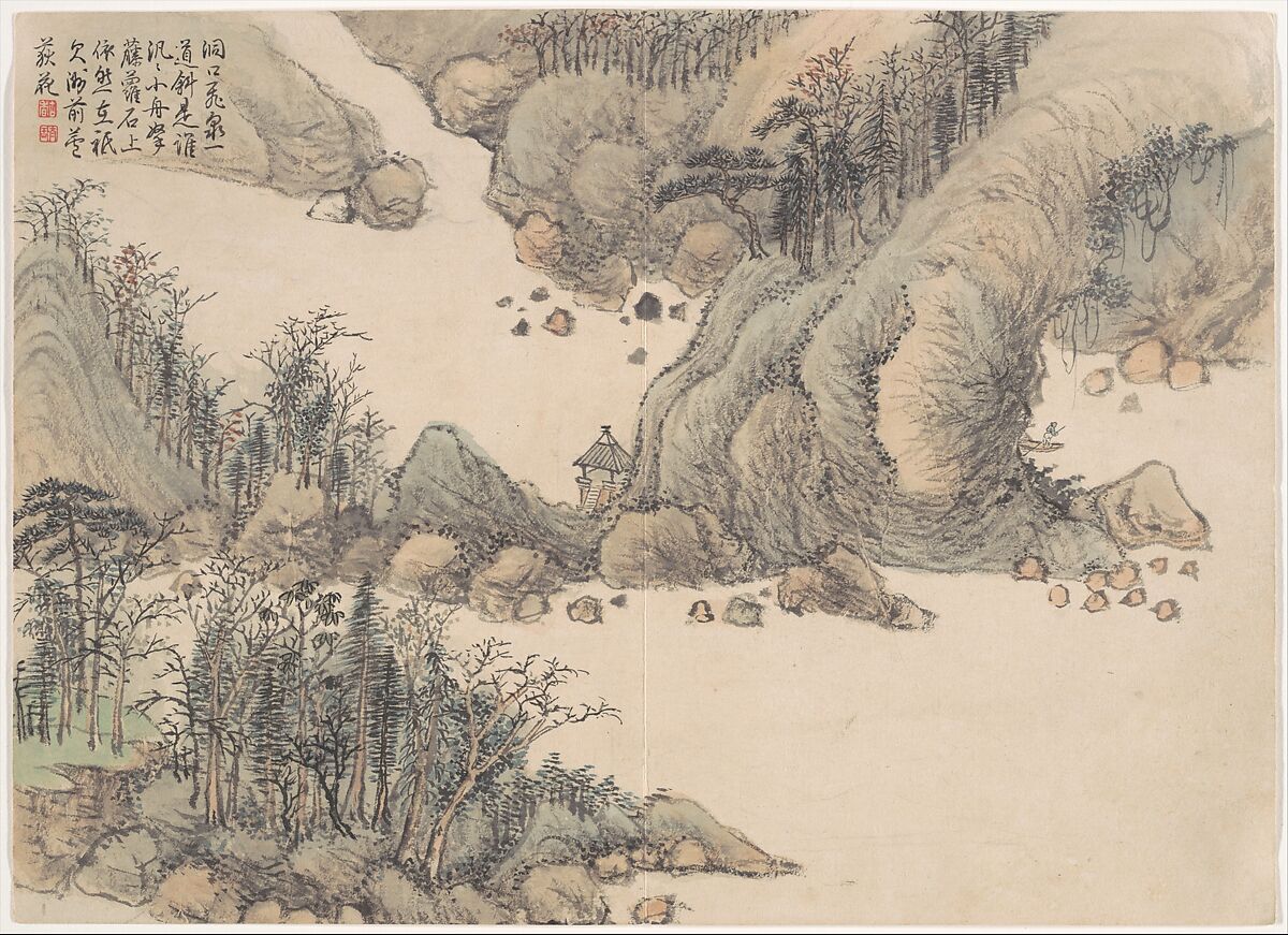 Winter landscapes and flowers, Qian Weicheng (Chinese, 1720–1772), Album of twelve paintings; ink and color on paper, China