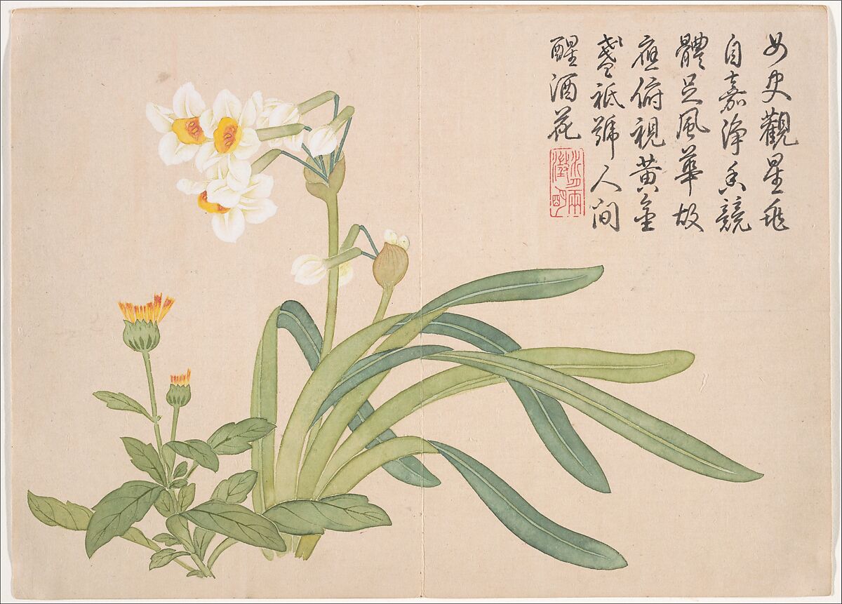 Winter landscapes and flowers, Qian Weicheng (Chinese, 1720–1772), Album of twelve paintings; ink and color on paper, China