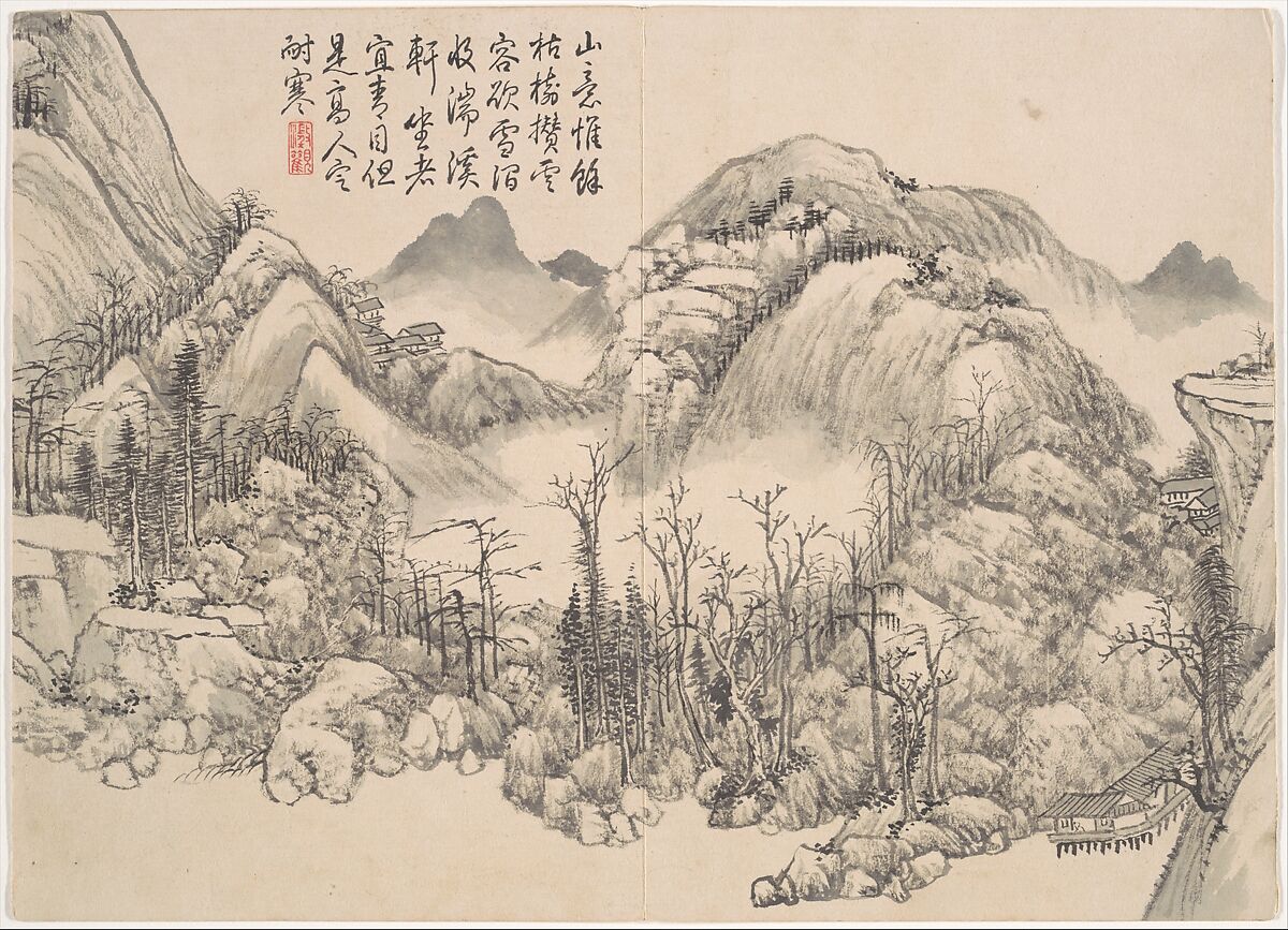 Winter landscapes and flowers, Qian Weicheng (Chinese, 1720–1772), Album of twelve paintings; ink and color on paper, China