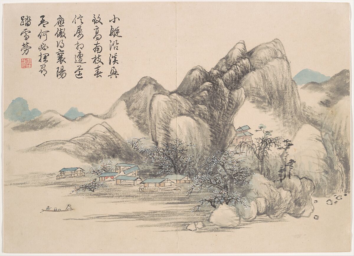 Winter landscapes and flowers, Qian Weicheng (Chinese, 1720–1772), Album of twelve paintings; ink and color on paper, China