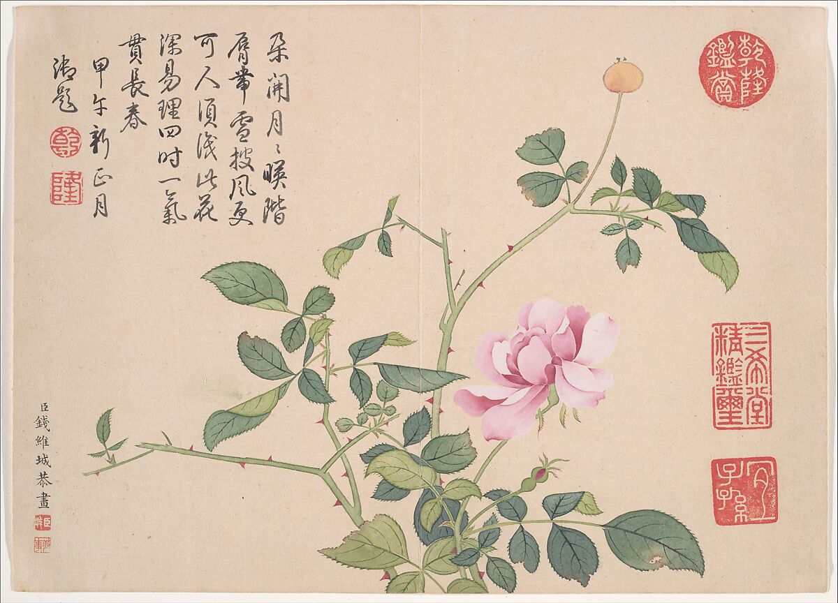 Winter landscapes and flowers, Qian Weicheng (Chinese, 1720–1772), Album of twelve paintings; ink and color on paper, China