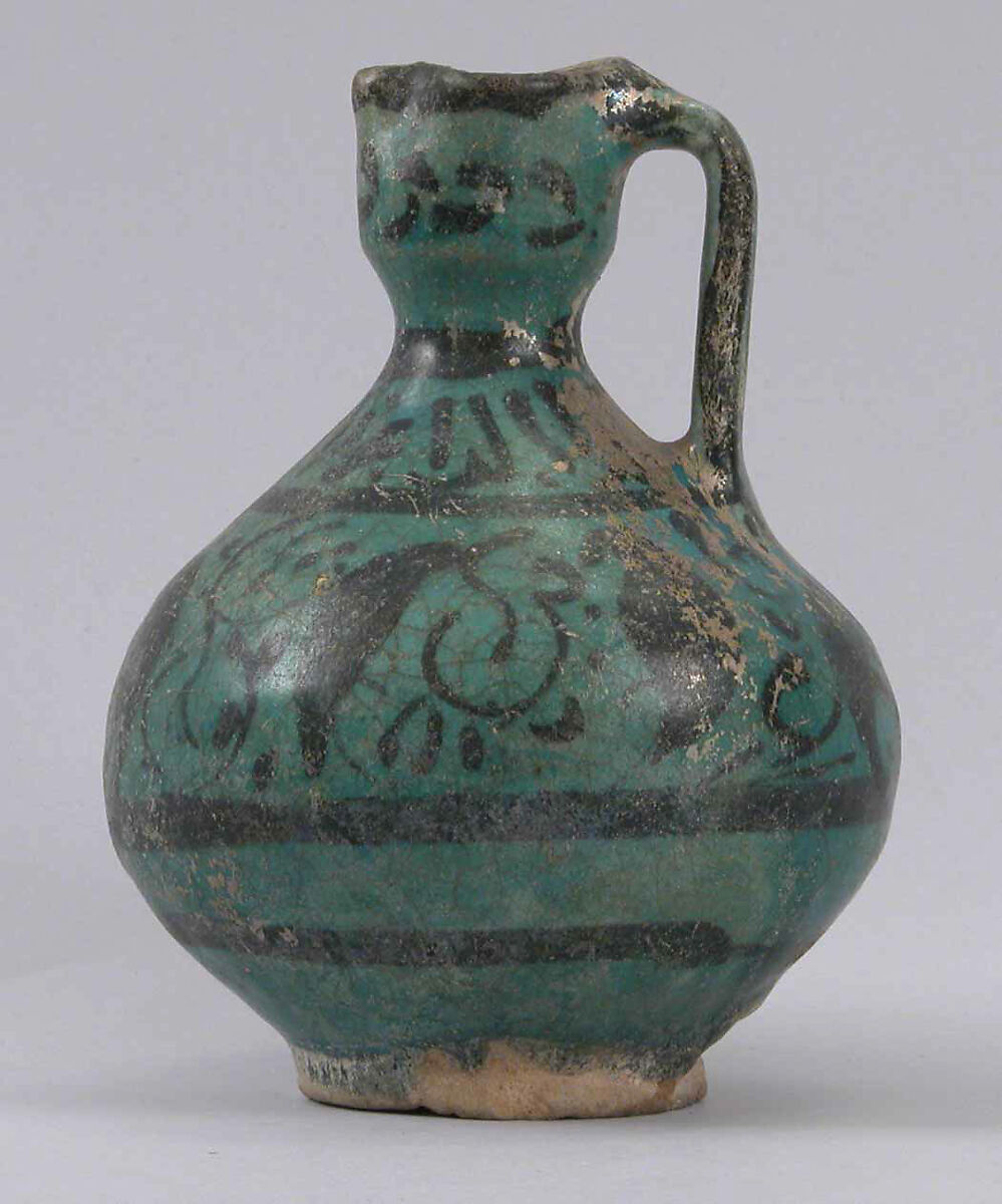 Ewer, Stonepaste; underglaze painted 