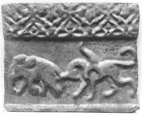 Tile from a Frieze, Stonepaste; molded and glazed 