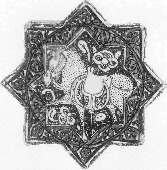 Star-Shaped Tile, Stonepaste; overglaze luster-painted