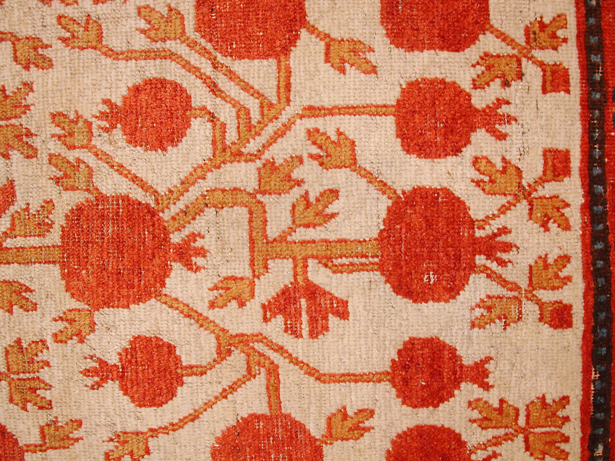 Carpet, Cotton (warp), wool (weft and pile); asymmetrically knotted pile